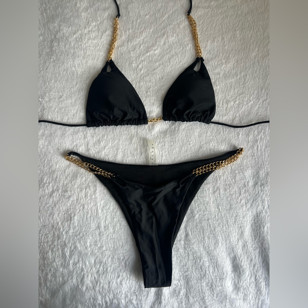 SHEIN Black and Gold Chain Bikini